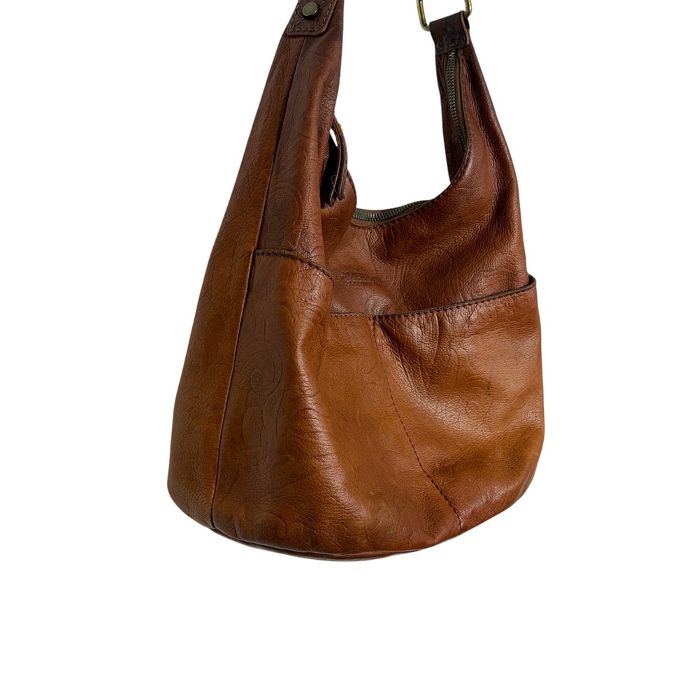 American Leather Co Brown Slouchy Hobo Bag Boho Chic Neutral Earthcore Vintage - Picture 10 of 16